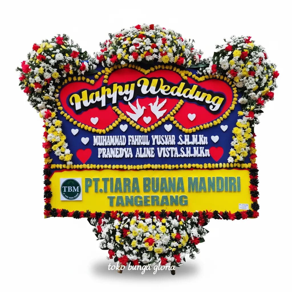 Bunga Papan Happy Wedding - Desti Florist Bandung